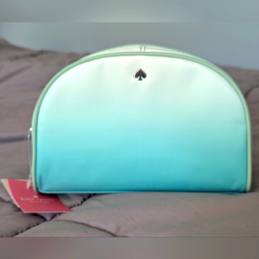 NWT Kate Spade Jae Degrade Ombre Dome Cosmetics Bag - Fiji Green ♠️